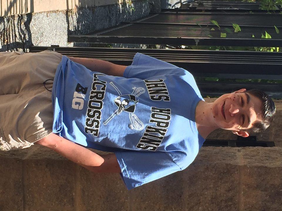 Coach Mark swings by to see Max at Johns Hopkins and deliver cool shirt!