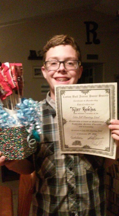Tyler inducted into National Jr. Honor Society!