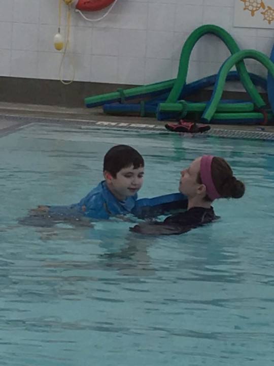 Dustin is swimming!
